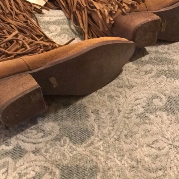 Jeffrey Campbell Tan Fringe Heeled Boots - Picture 7 of 8